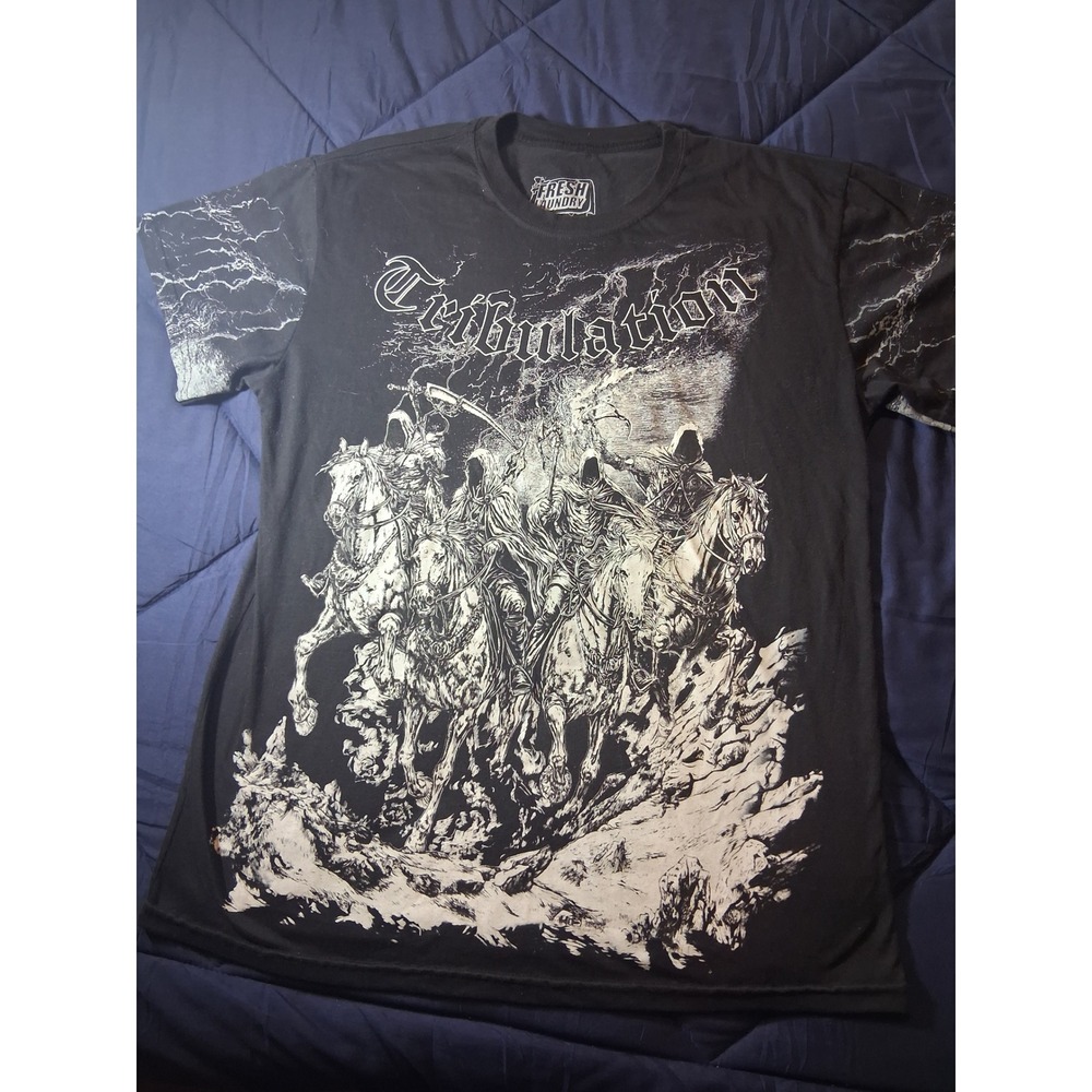 Fresh Laundry Tribulation Four Horsemen Graphic T-Shirt Mens L Black Lightning